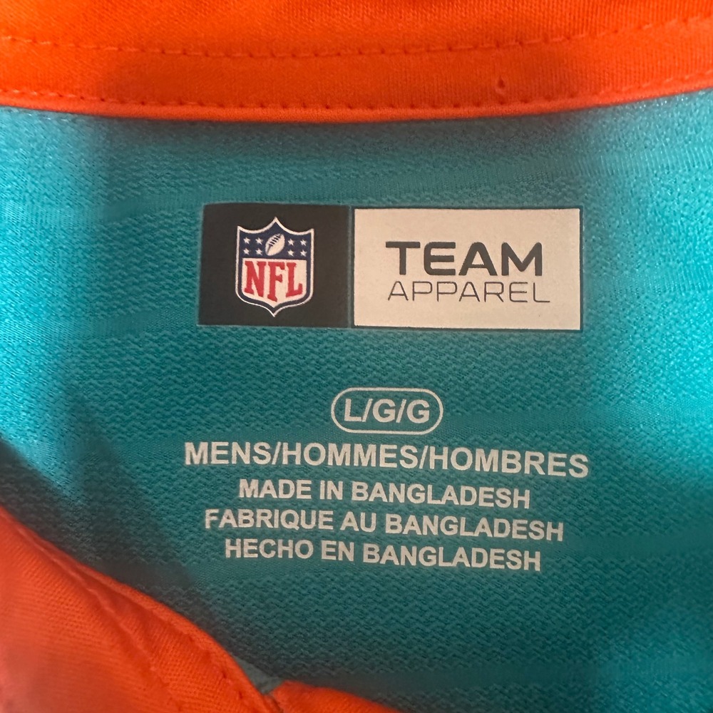 NFL Team Apparel Miami Dolphins Polo Shirt Mens Large Aqua Teal Orange Golf L - Picture 3 of 6